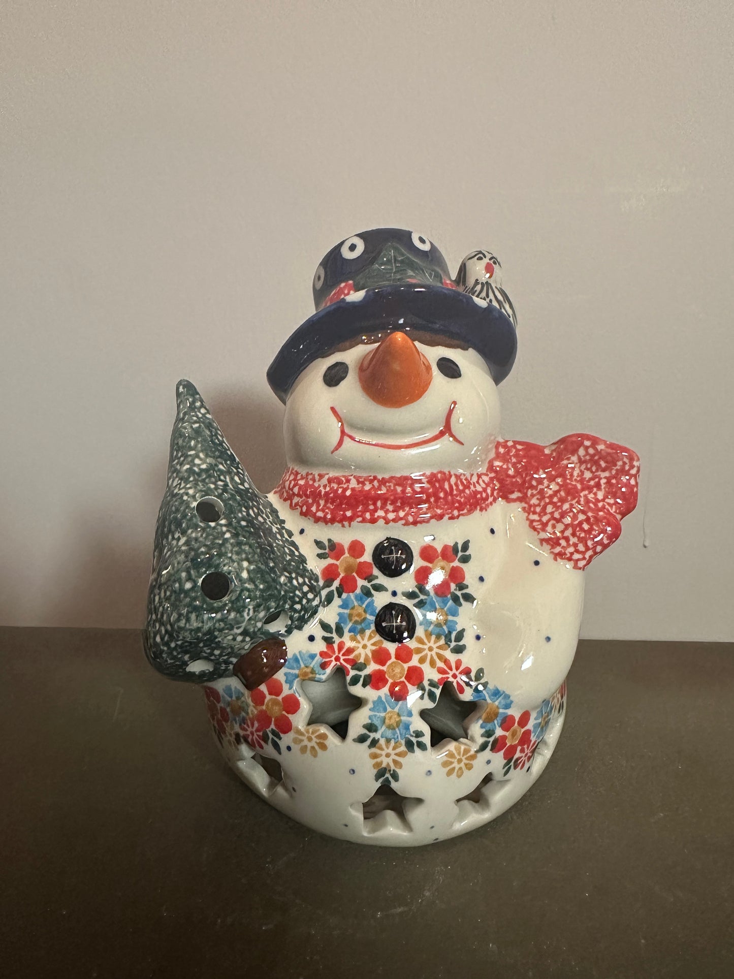 Andy Bold Floral, Snowman Holding Tree, Bird on Hat, Luminary