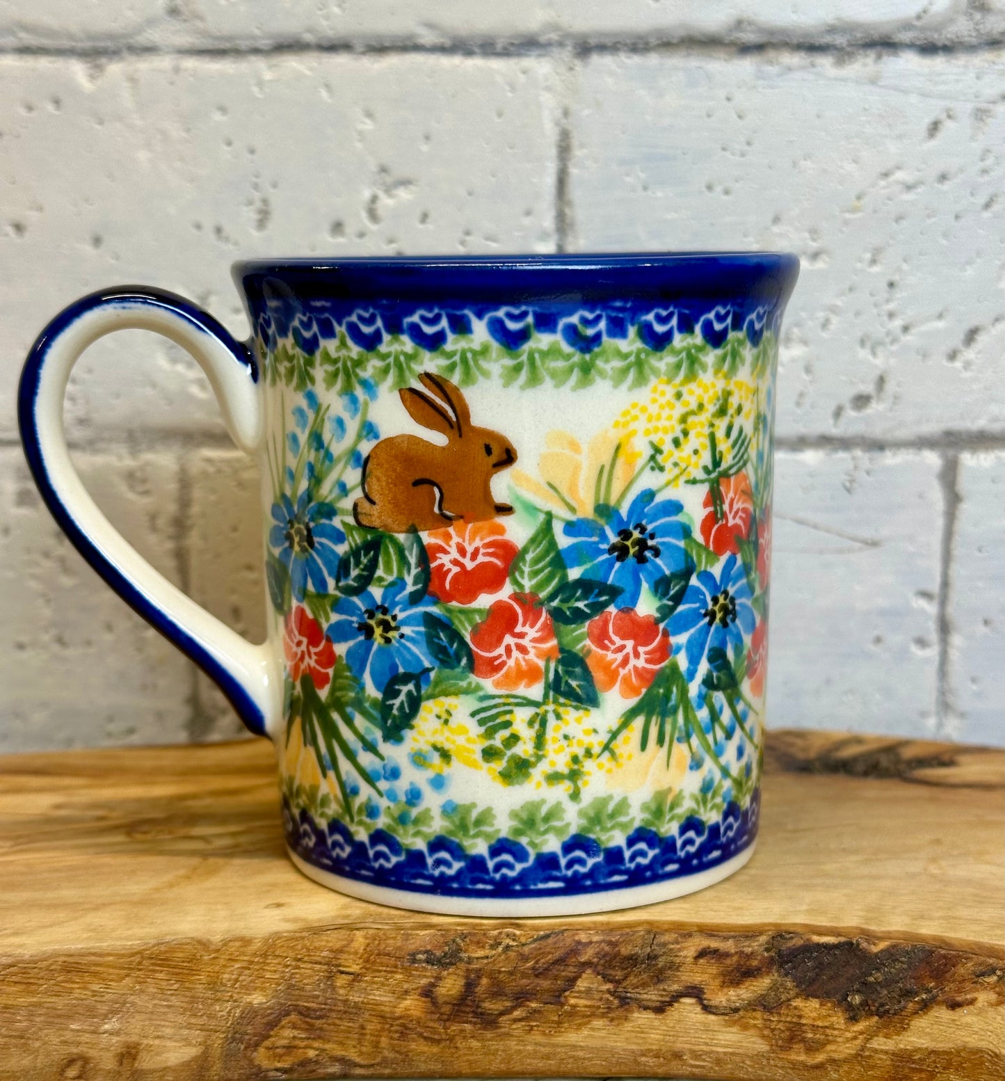 Kalich, Colorful Flowers, Brown Bunny, Straight Mug 10 oz