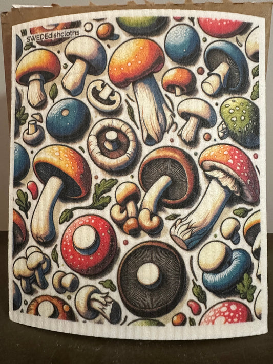 Swedish Dishcloth Mushroom Collage