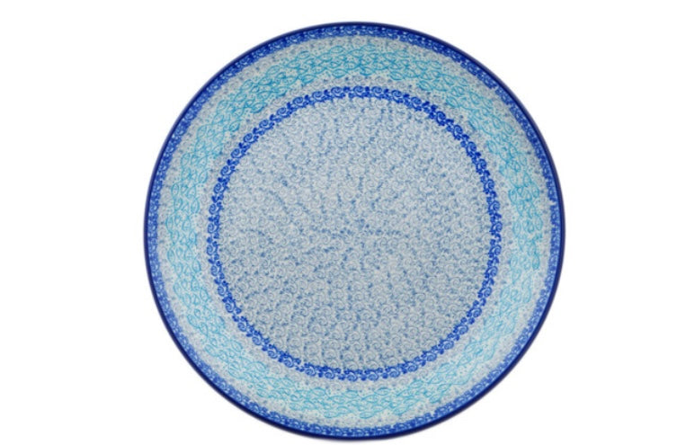 Ceramika Artystyczna Polish Pottery, Unikat U5056, Blue Lagoon Whimsy, Dinner Plate