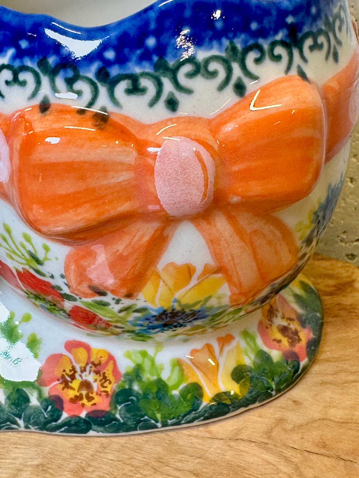 Kalich, Orange Bow, Floral Chickie with Broken Egg