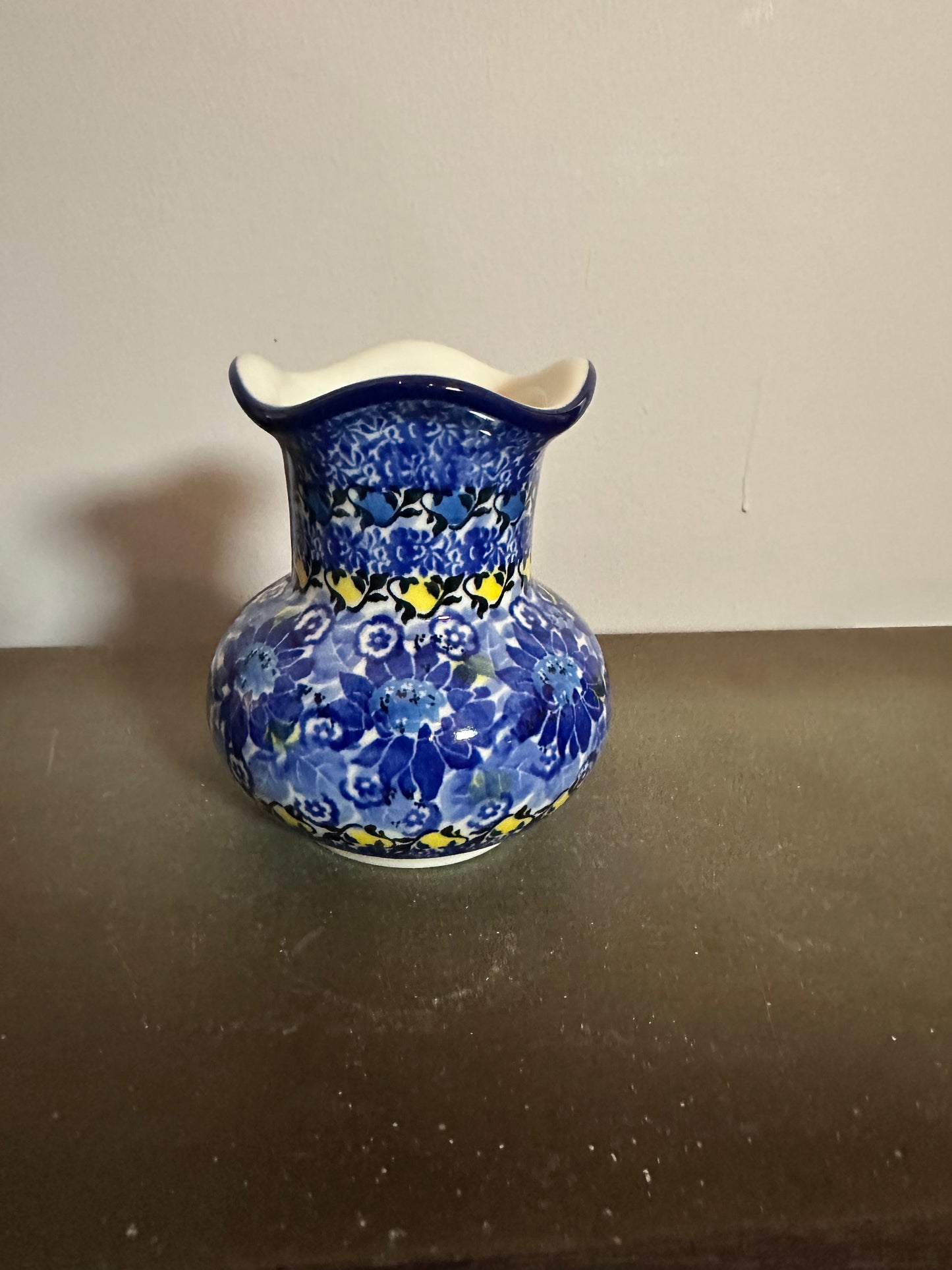 Ceramika Artystyczna, Unikat 4744, Blue & Yellow, Tulip Vase