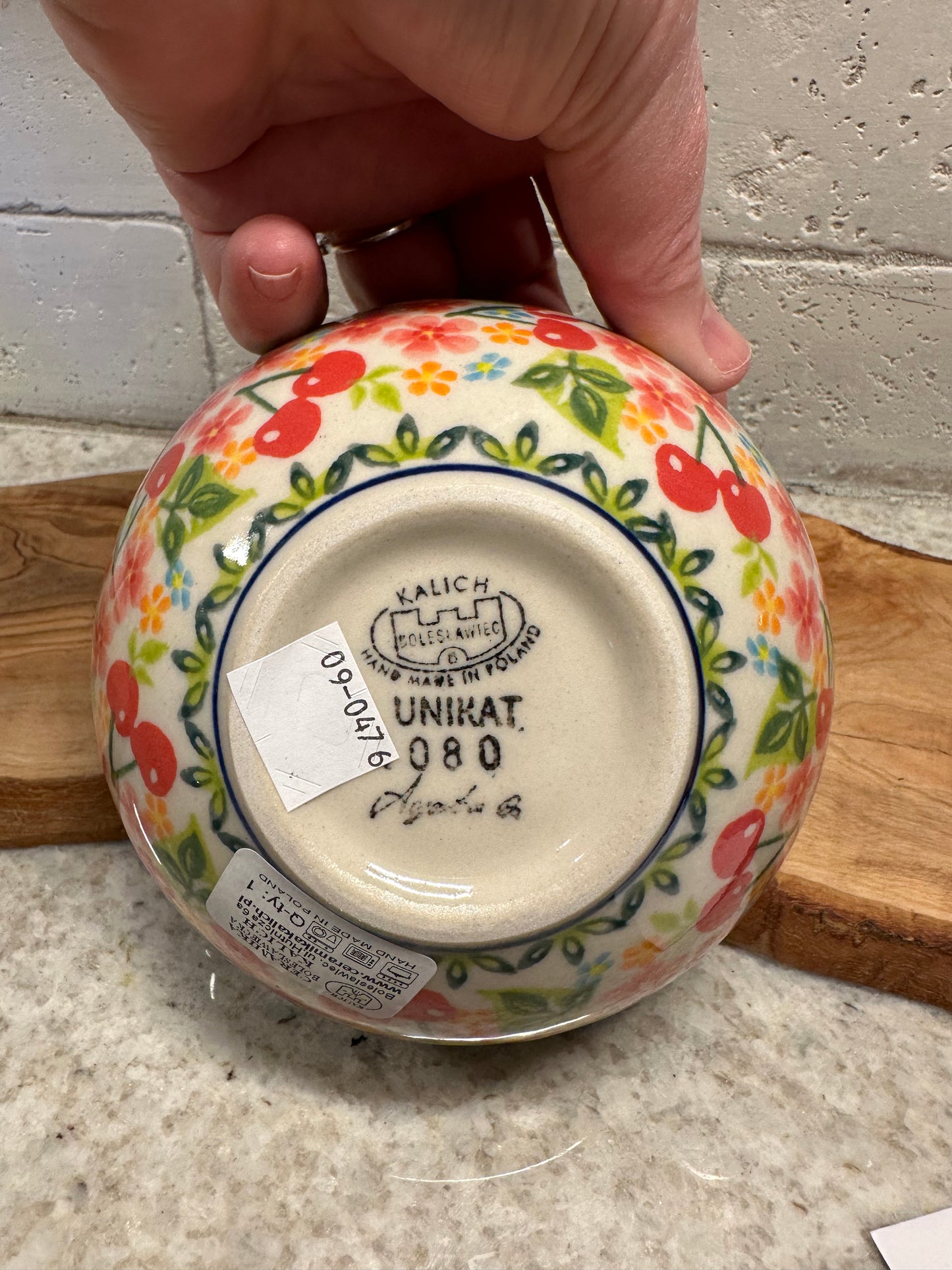 Kalich Polish Pottery, Art Level, Cherry Blossom Ice Cream Bowl