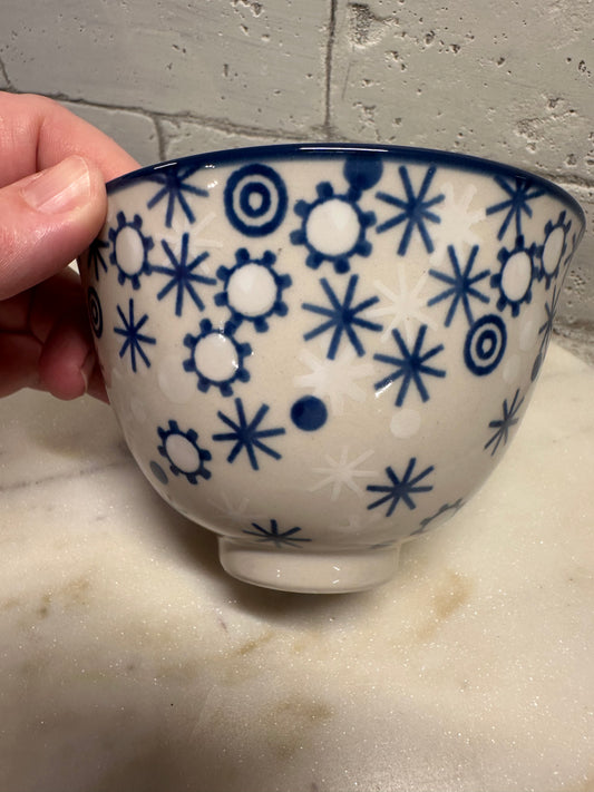 Zaklady Polish Pottery, Snowflakes and Dots, Pedestal Bowl