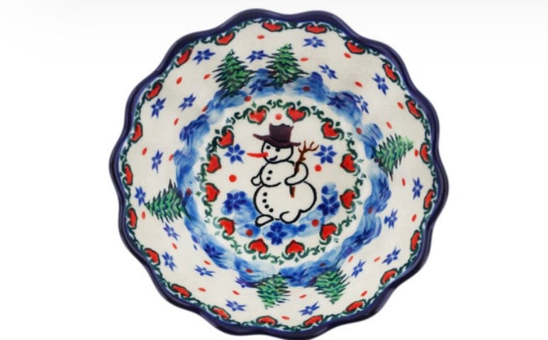 Ceramika Artystyczna, U4661 Dancing Snowman, Fluted Bowl