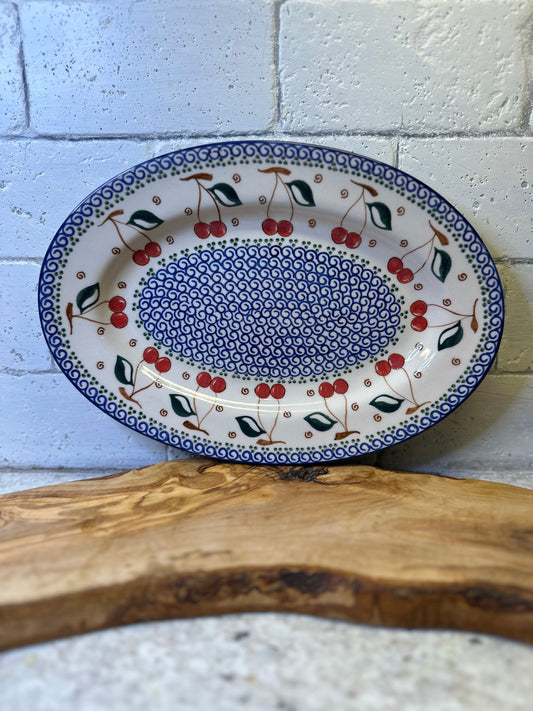Millena Polish Pottery, Retro Cherry, Oval Platter