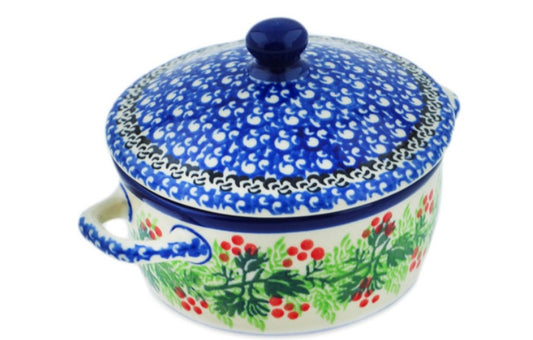 Ceramika Artystyczna Polish Pottery, Blooming Rowan, Jar with Lid and Handles