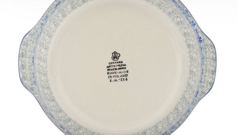 Ceramika Artystyczna, Winter Floral, Medium Round Baker with Handles 9"