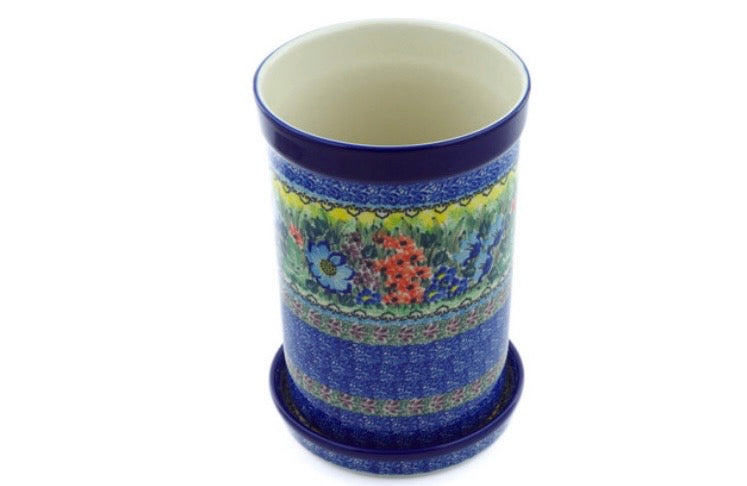 Ceramika Artystyczna, Unikat U4558, Splendid Meadow, Wine Chiller/Utensil Holder with Saucer