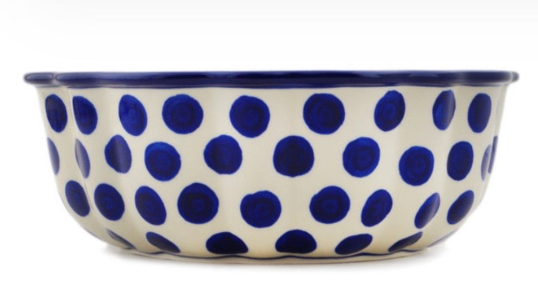 Ceramika Artystyczna, Bold Blue Dots, Bundt Pan