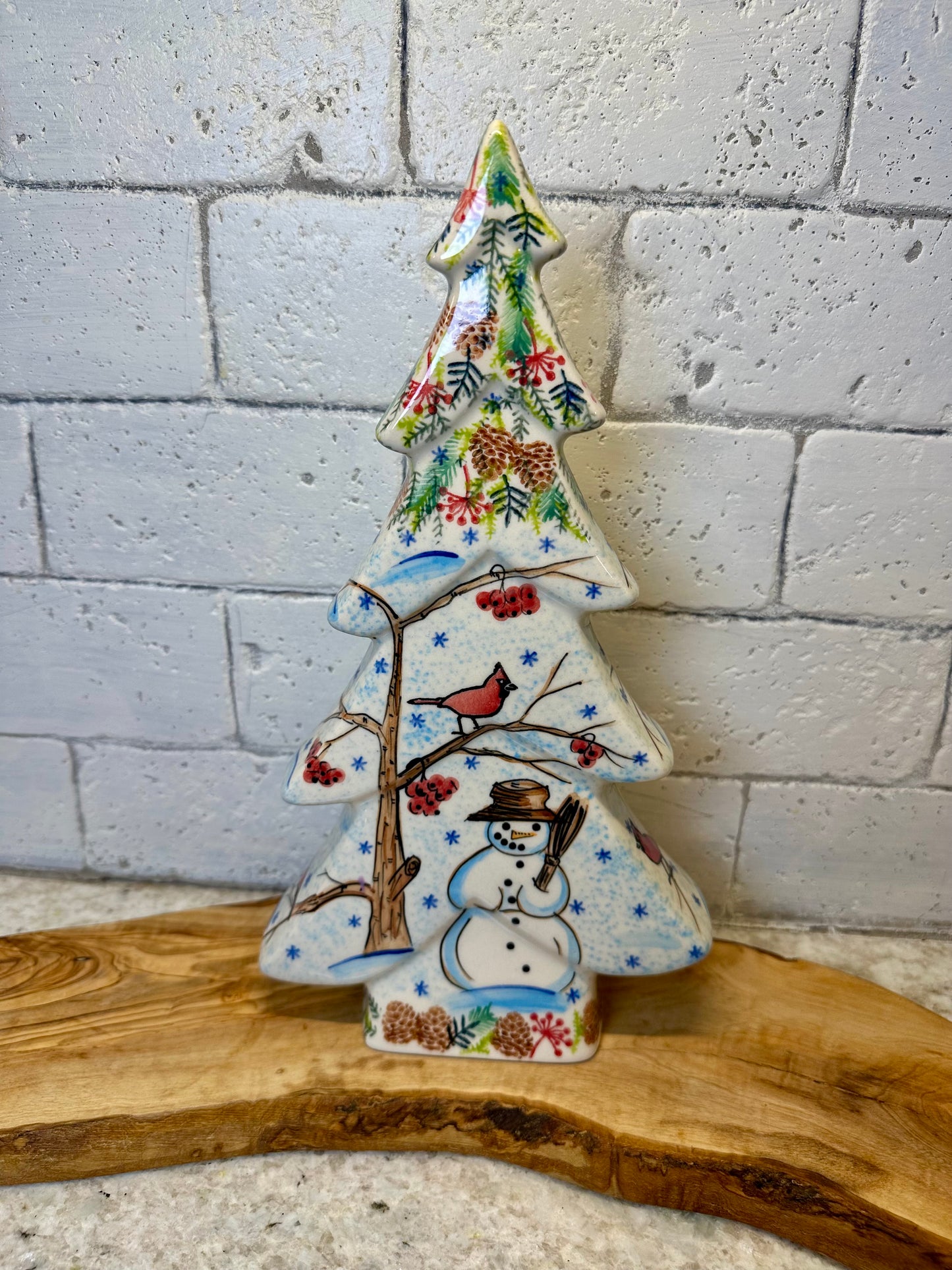 Vena, Snowman and Cardinals, Large Tree 12"