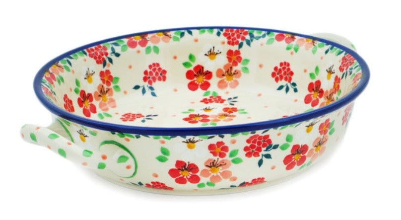Ceramika Artystyczna, U5003 Pink Divinity, Medium Round Baker with Handles
