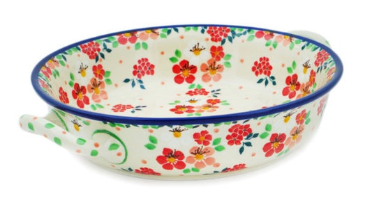 Ceramika Artystyczna, U5003 Pink Divinity, Medium Round Baker with Handles