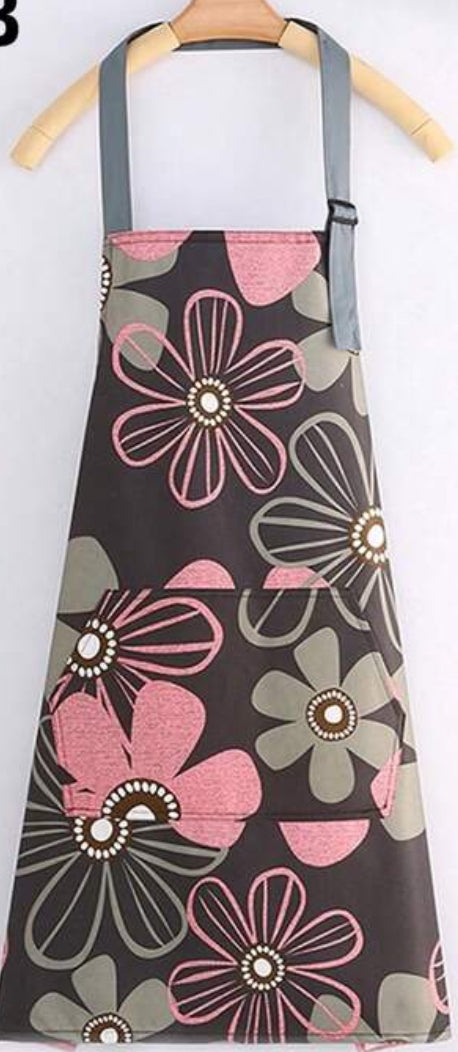 Waterproof/Oil Proof, Brown, Gray, Pink Multicolor Flower Apron with Pocket