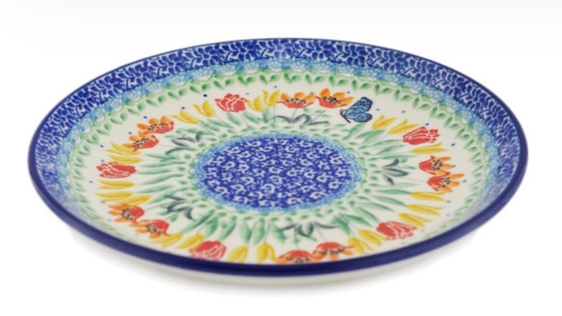 Ceramika Artystyczna, Butterfly Summer Wreath, Dessert/Luncheon Plate 8"