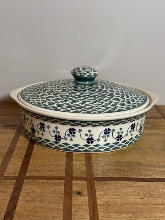 Manufaktura, Sage Floral Round Baker with Lid