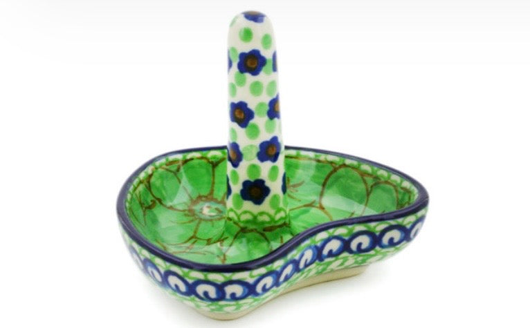 Ceramika Artystyczna, U408A, Green Pansies, Ring Holder