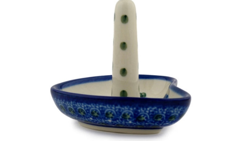 Ceramika Artystyczna Polish Pottery, Blue Poppies, Ring Holder
