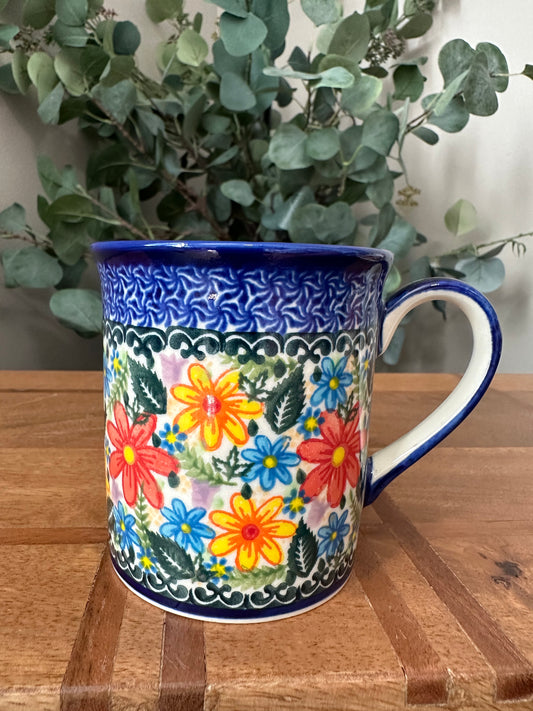 Kalich Polish Pottery, Unikat Art Level 2, Flirty Flowers, 12 oz Straight Mug