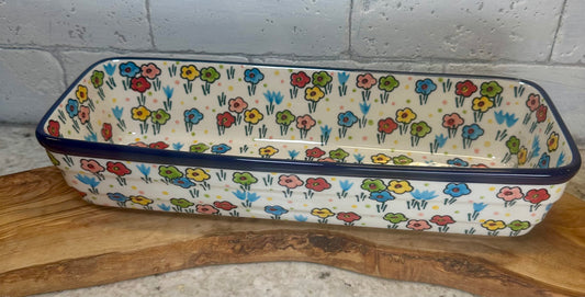 Ceramika Artystyczna, Daisy Doodle, Bread Baker, Extra Long 12"