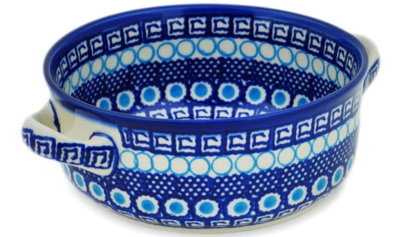 Bona, Tribal Blue, Round Baker with Handles 8"