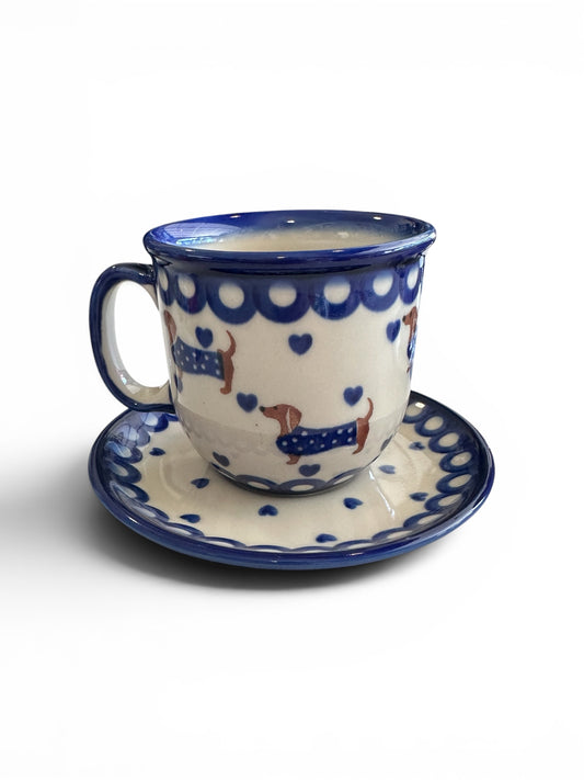 Kalich, Dressed Dachshund, Cup and Saucer