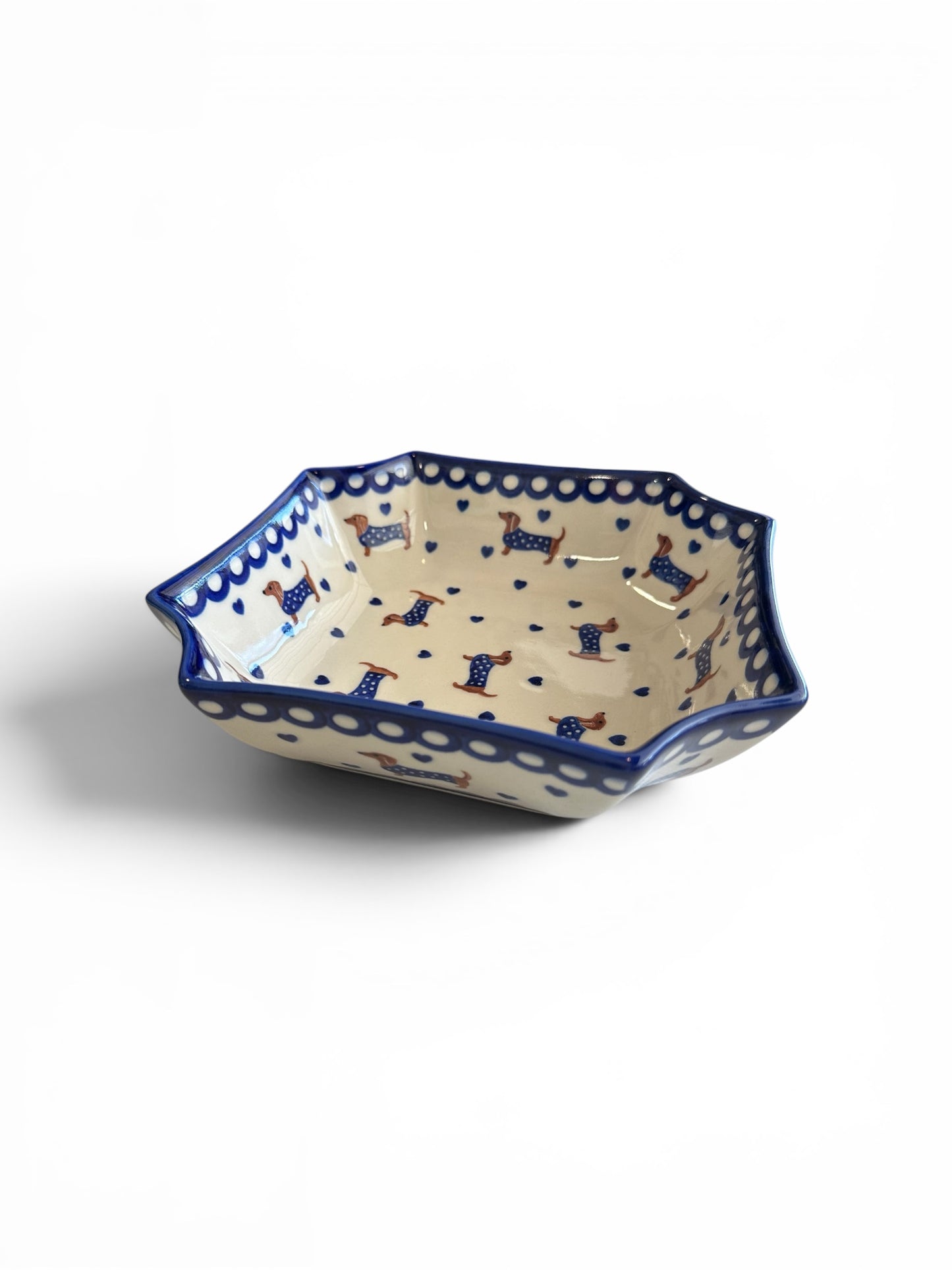 Kalich, Dressed Dachshund, Octagonal Bowl 8.5"