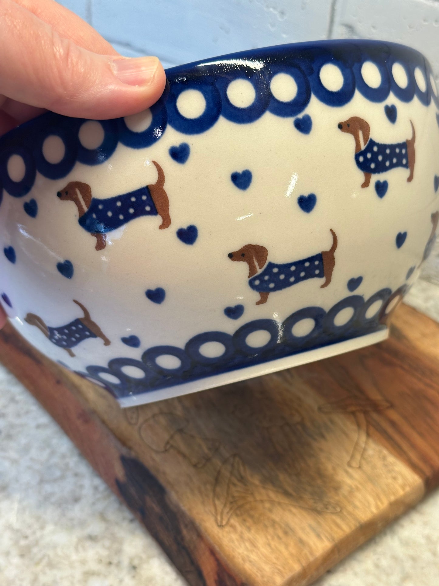 Kalich, Dressed Dachshund, Large Bowl, 7.25" x 3.75"