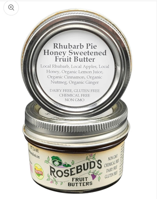 Rosebud's Real Food, Rhubarb Honey-Sweetened Fruit Butter 4oz