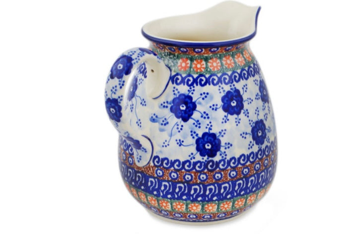 Ceramika Artystyczna Polish Pottery, Unikat Dancing Blue Poppies, Pitcher