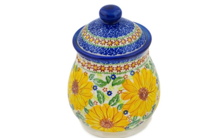 Ceramika Bona, Unikat Sunflower Yellow Petal Bliss, Jar with Lid