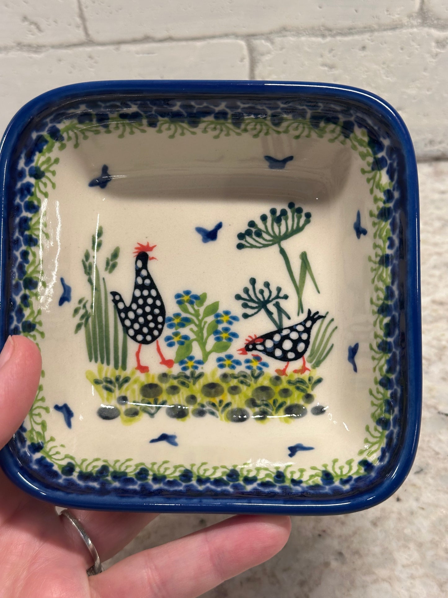 Kalich, Art Level A, Black Polka Chicken, Square Bowl