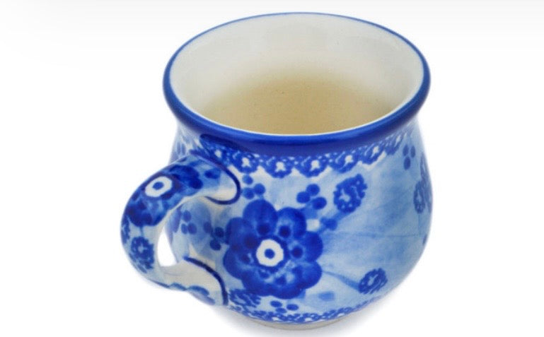 Ceramika Artystyczna, Unikat Blue Poppy Circle, Espresso Cup with Saucer