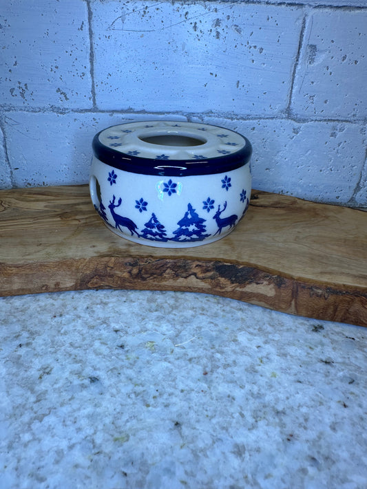 Ceramika Artystyczna Polish Pottery, Winter Deer,  Warmer 4"