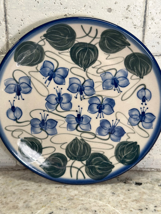 W.R. Polish Pottery, Signature Unikat Flying Butterflies, Dessert Plate, Preowned
