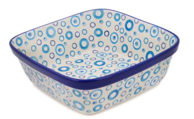 Ceramika Artystyczna, Unikat U5030, Groovy Blues, Square Bowl/Baker