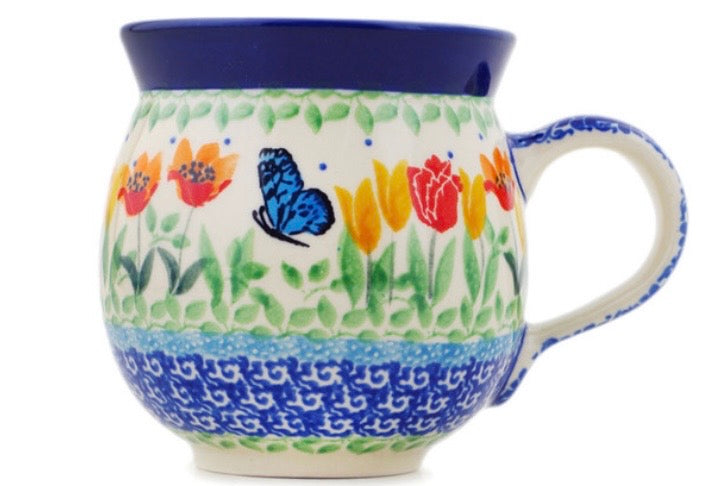 Ceramika Artystyczna, U5224 Butterfly Summer Wreath, Medium Bubble Mug
