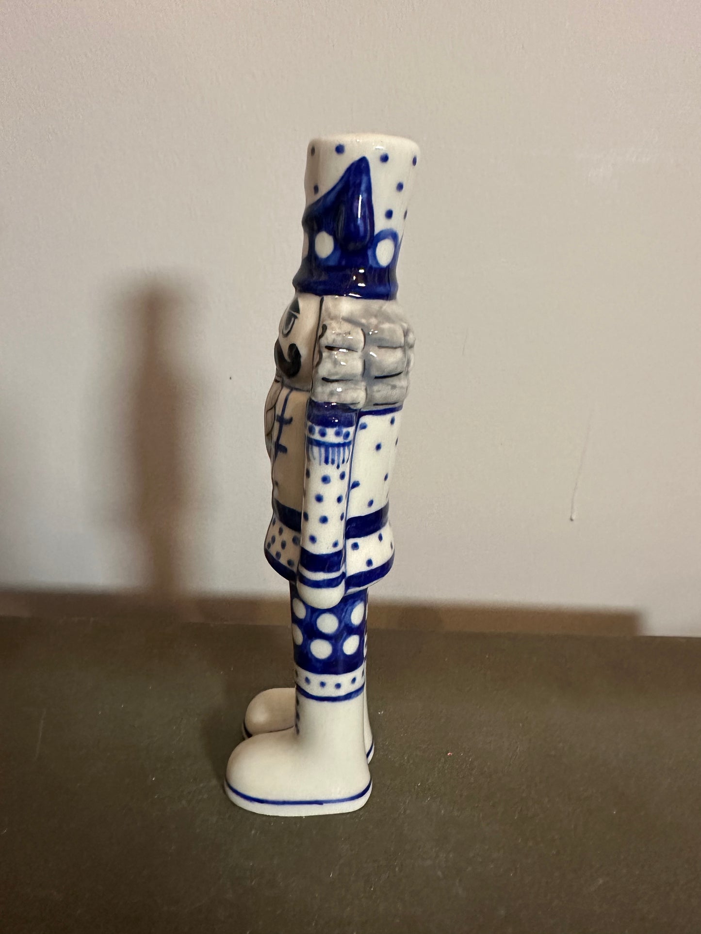 Vena Medium, Blue & White Nutcracker Figurine 8" Tall