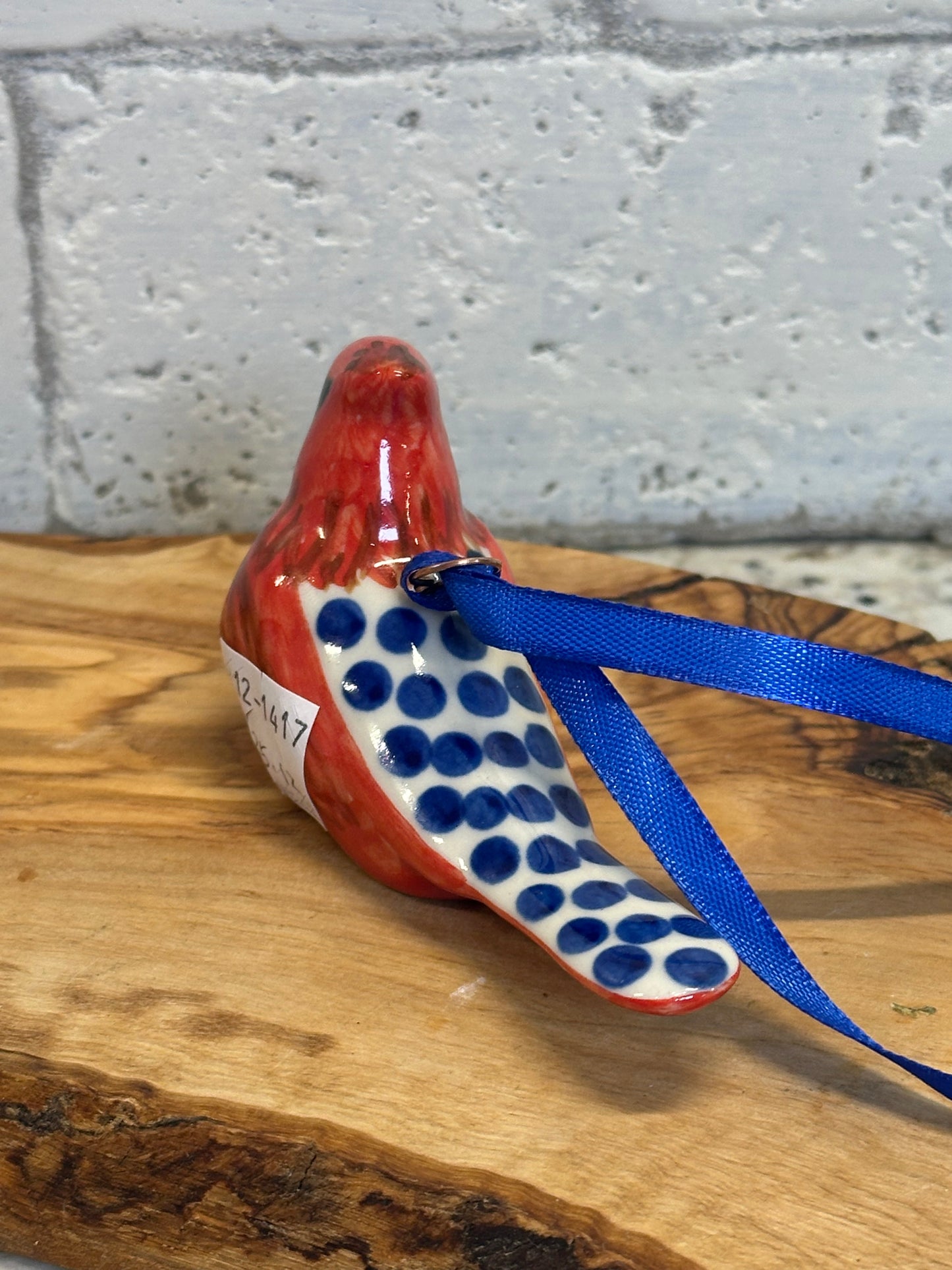 Kalich, Red Cardinal, Blue Dot Ornament Figurine