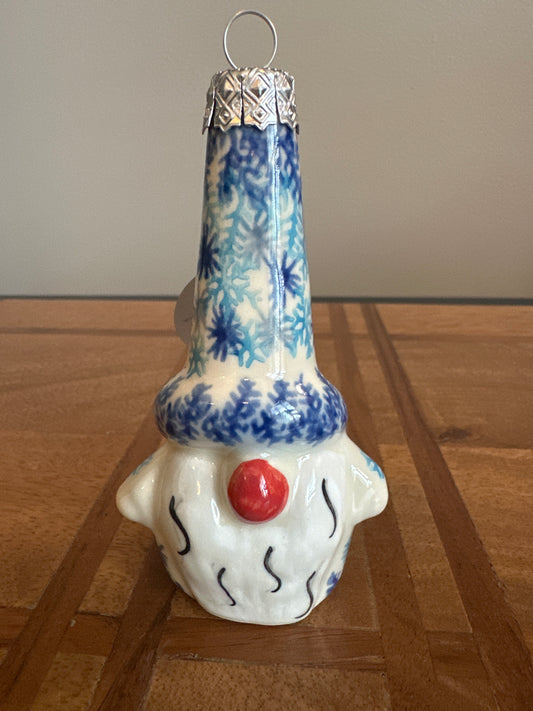 Galia Polish Pottery Snowflake Gnome Ornament