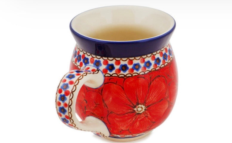 Ceramika Artystyczna, Unikat U408E, Crimson Poppies, Bubble Mug