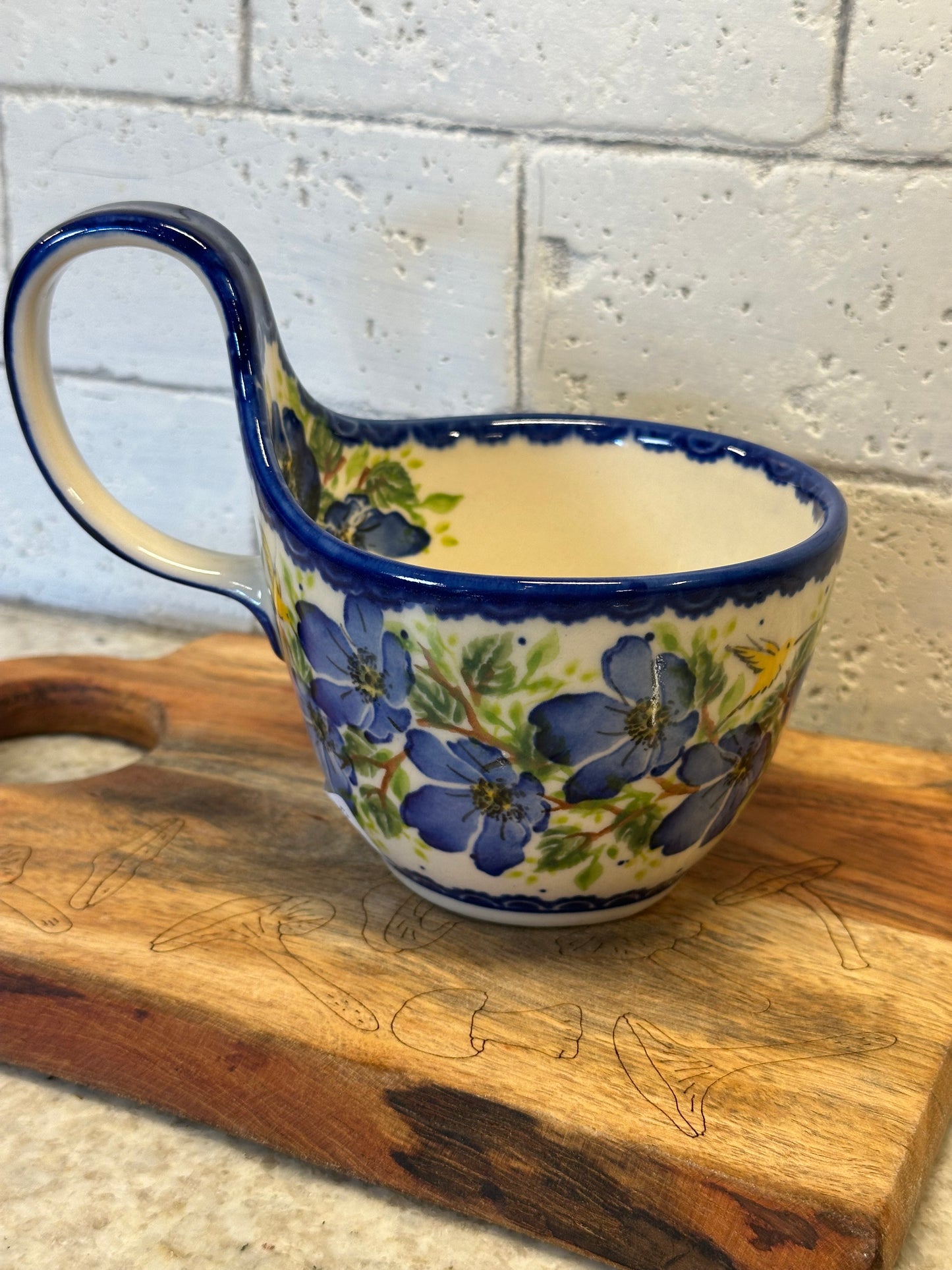 Kalich, Art Level A2, Blue Magnolia with Yellow Bird, Loop Mug/Bowl