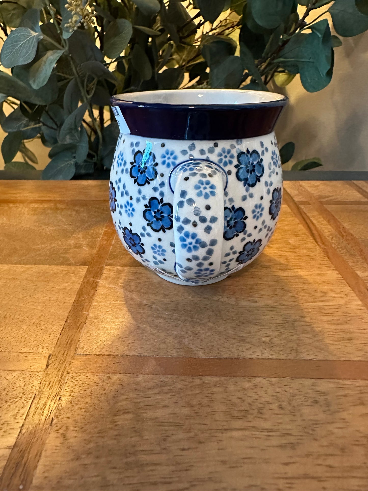 Ceramika Artystyczna Polish Pottery, Flowing Blues, Bubble Mug 16 oz.