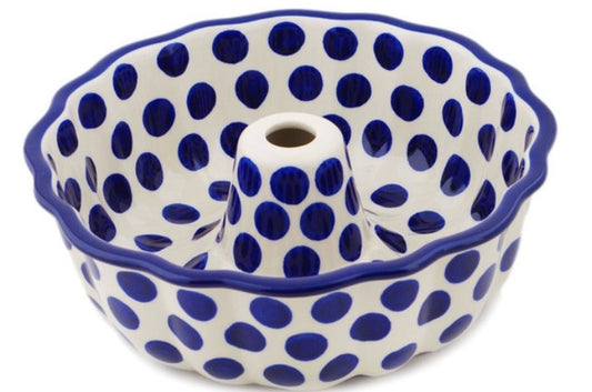 Ceramika Artystyczna, Bold Blue Dots, Bundt Pan