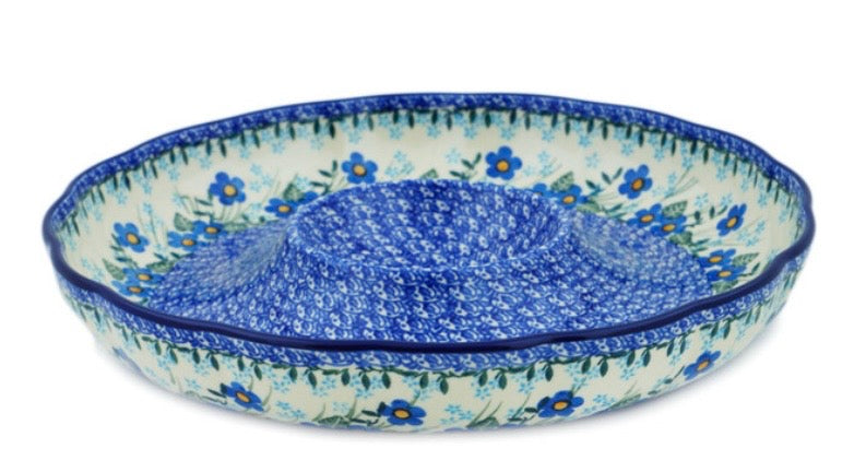 Ceramika Artystyczna Blue Joy, Chip and Dip Platter 12"