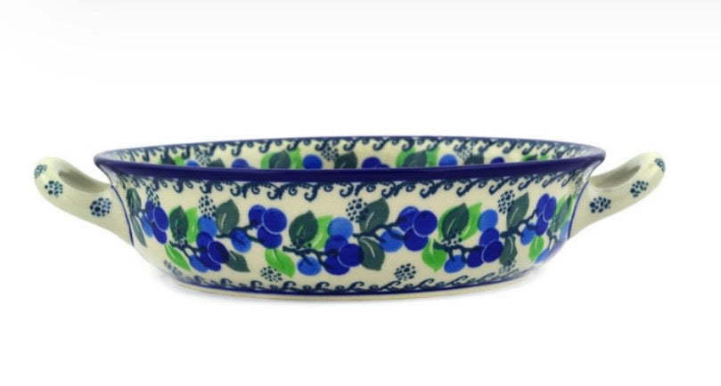 Ceramika Artystyczna, Limeberry, Medium Round Baker with Handles