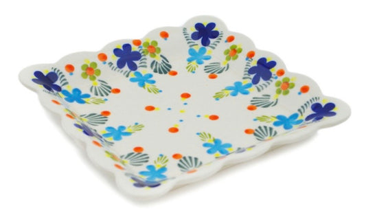 Zaklady Groovy Flowers, Scalloped Square Platter/Plate