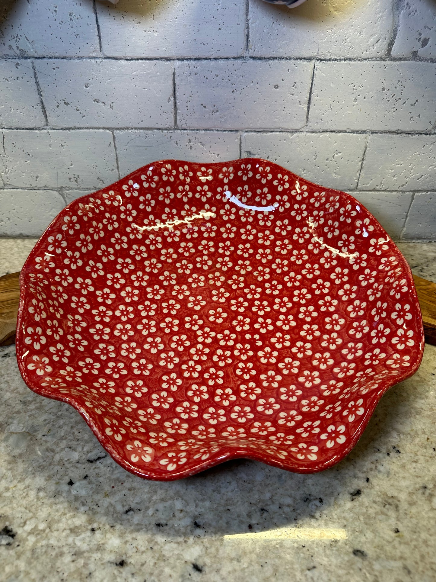 Manufaktura, Red Blossom, Large Wavy Bowl