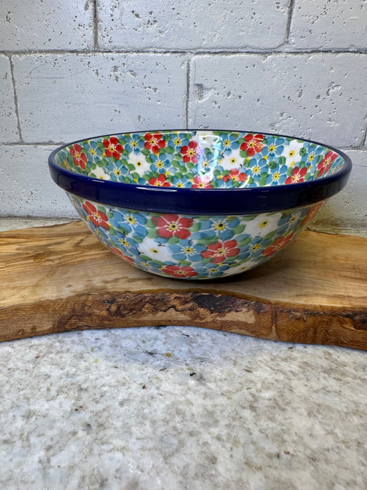 Ceramika Artystyczna Polish Pottery, Topaz Mix, Ridge Bowl