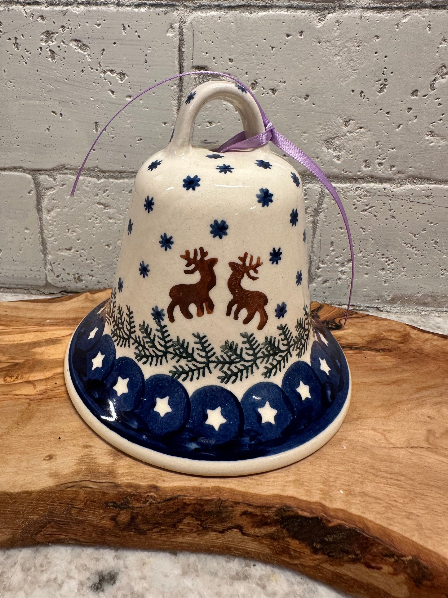 Zaklady Polish Pottery, Reindeer Pines & Snowflakes, Bell